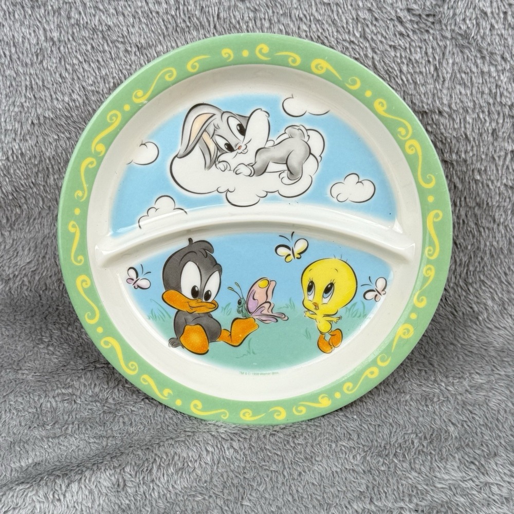 Vintage Baby‎ Looney Tunes Plate Bugs Bunny Daffy Duck Tweety Bird 1998